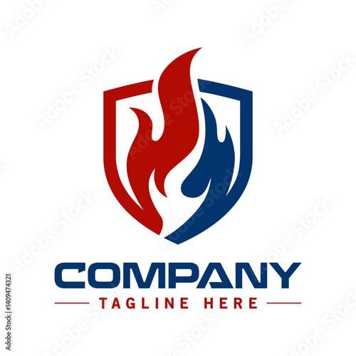 Fire shield, icon Oil, gas and energy logo