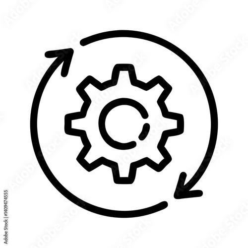 Gear with Arrows Icon Representing Renewable Energy and Sustainable Processes