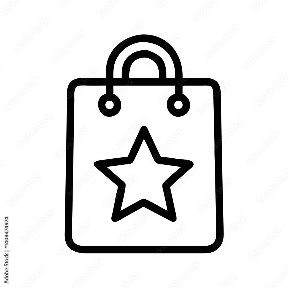 Gift Bag with Star Symbol Representing Party Favor and Celebration Treat Gift Bag with Star Symbol Representing Party Favor and Celebration Treat