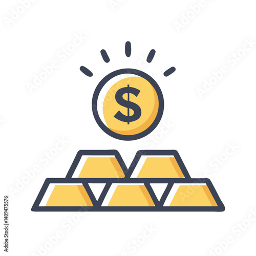 Gold Bar with Dollar Icon Representing Investment and Wealth Management