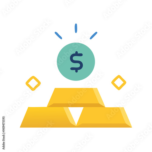 Gold Bar with Dollar Icon Representing Investment and Wealth Management