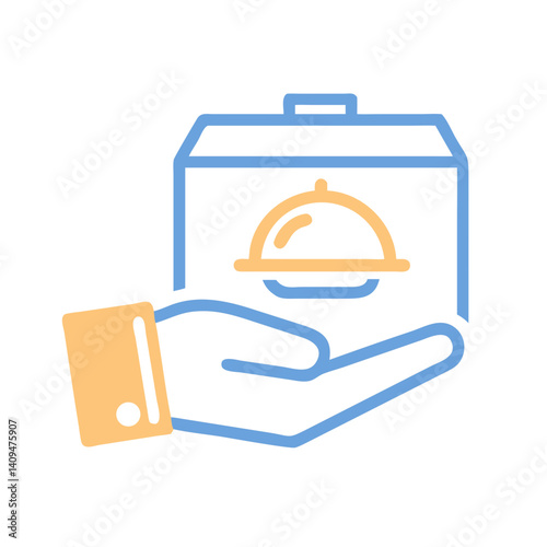 Hand Holding Package Icon Representing Meal Handover and Food Delivery