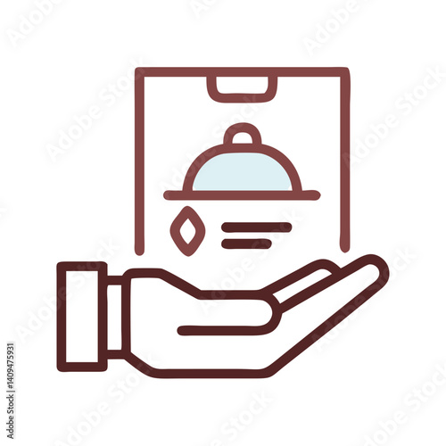 Hand Holding Package Icon Representing Meal Handover and Food Delivery