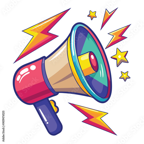 Colorful Cartoon Megaphone (1)