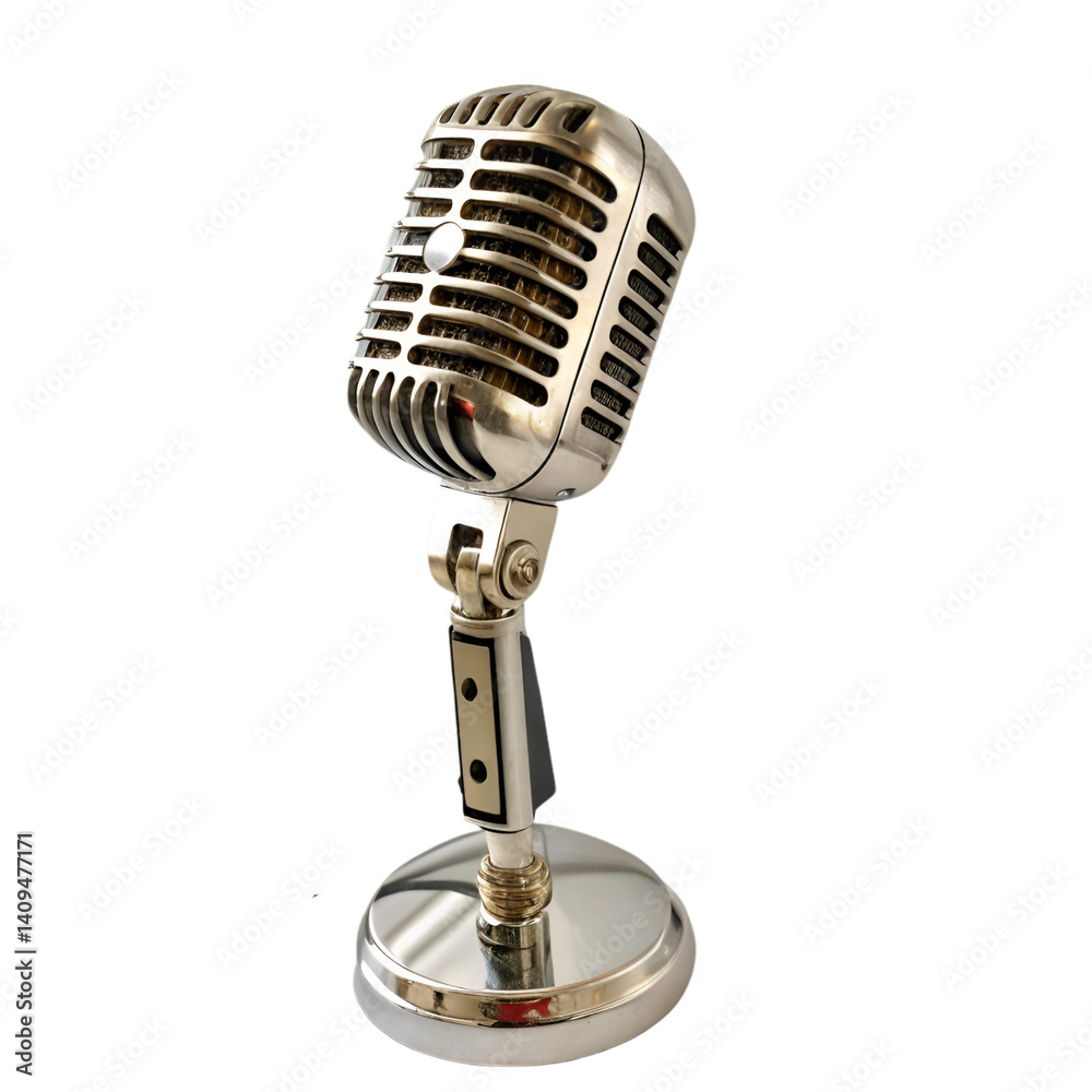 Fototapeta premium Vintage microphone isolated on transparent background
