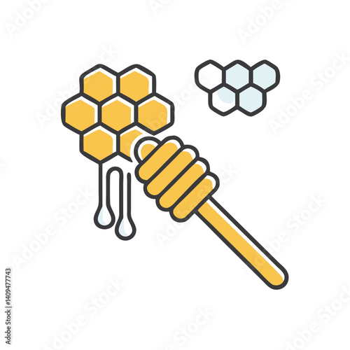 Honey Dipper Icon Representing Beekeeping Product