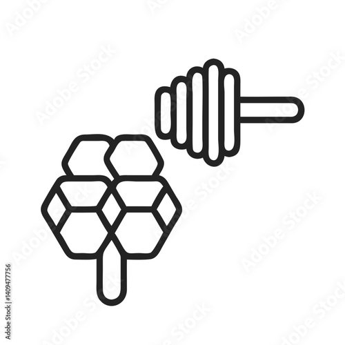Honey Dipper Icon Representing Beekeeping Product