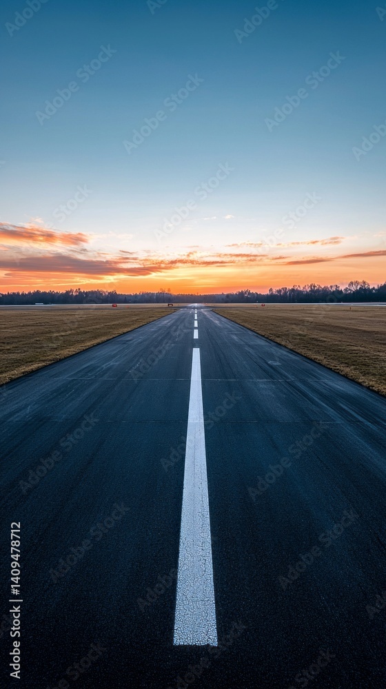 Fototapeta premium A long road with a white line down the middle