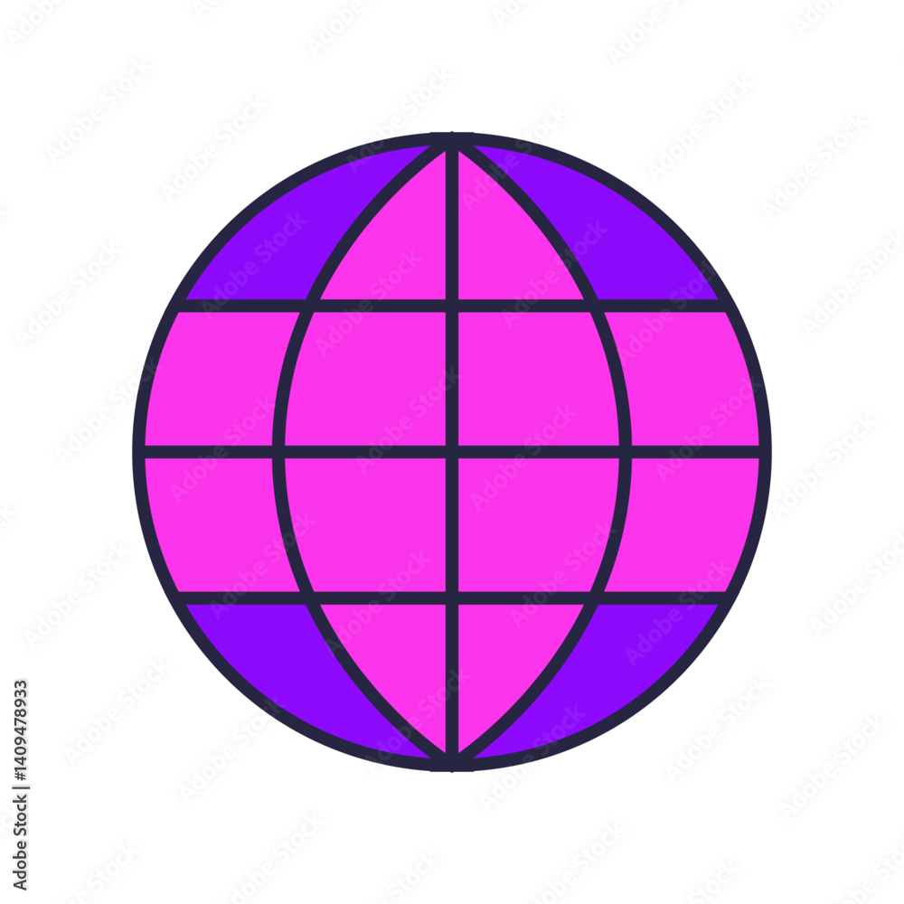 Globe vector illustration. Website design element in flat style. Futuristic sticker concept. Globe vector illustration. Website design element in flat style. Futuristic sticker concept.