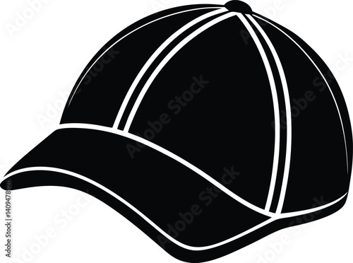 Golf Hat Silhouette Black Vector | Sports Cap, Outdoor Game & Athlete Style Design
