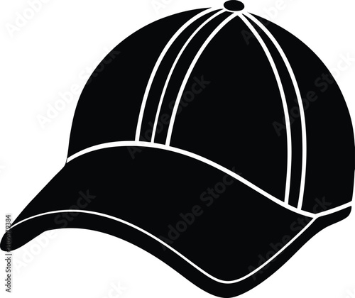 Golf Hat Silhouette Black Vector | Sports Cap, Outdoor Game & Athlete Style Design