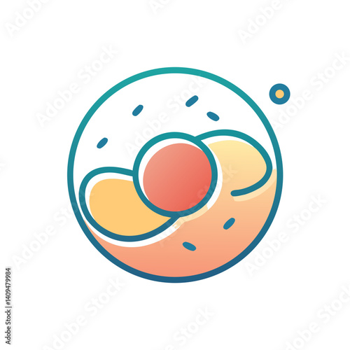 Colorful donut illustration with sprinkles and cream filling  