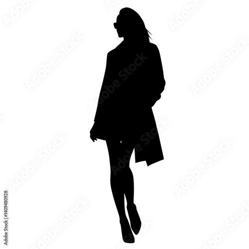 Stylish silhouette walking in fashion, elegance and sophistication