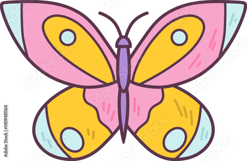 Simple butterfly on transparent background. Good for scrapbooking, prints, patterns, children posters.