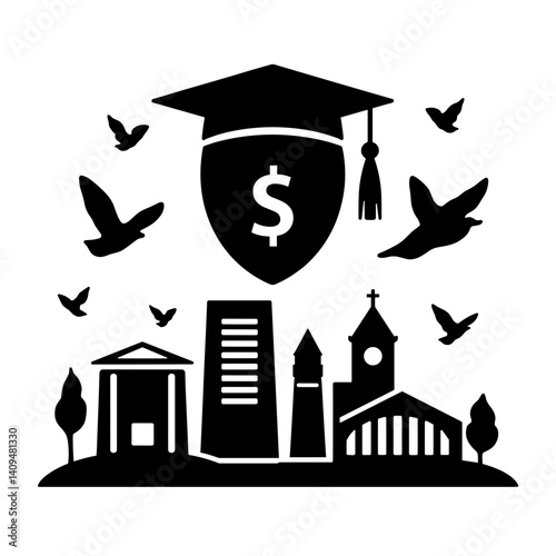 University tuition fee breakdown illustration with financial symbolism