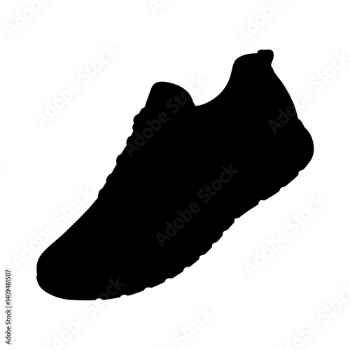 Silhouette of sneakers on white background, minimalist design