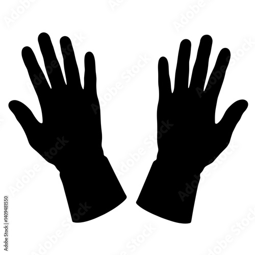 Silhouette of gloves against white background, minimalistic design