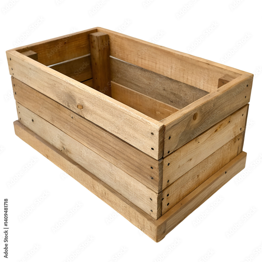 Wooden planter box isolated on transparent background