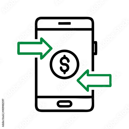 Mobile with Arrows Icon Representing Money Transfer