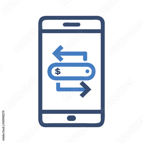 Mobile with Arrows Icon Representing Money Transfer