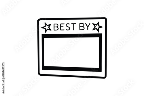 Black And White Best By Label Ready For Text Customization With Star Accents And Blank Space