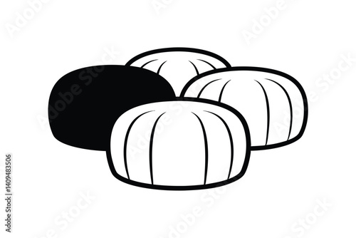 Dumplings Vector Illustration Of Asian Food With Unique Black And White Design For Cuisine Enthusiasts