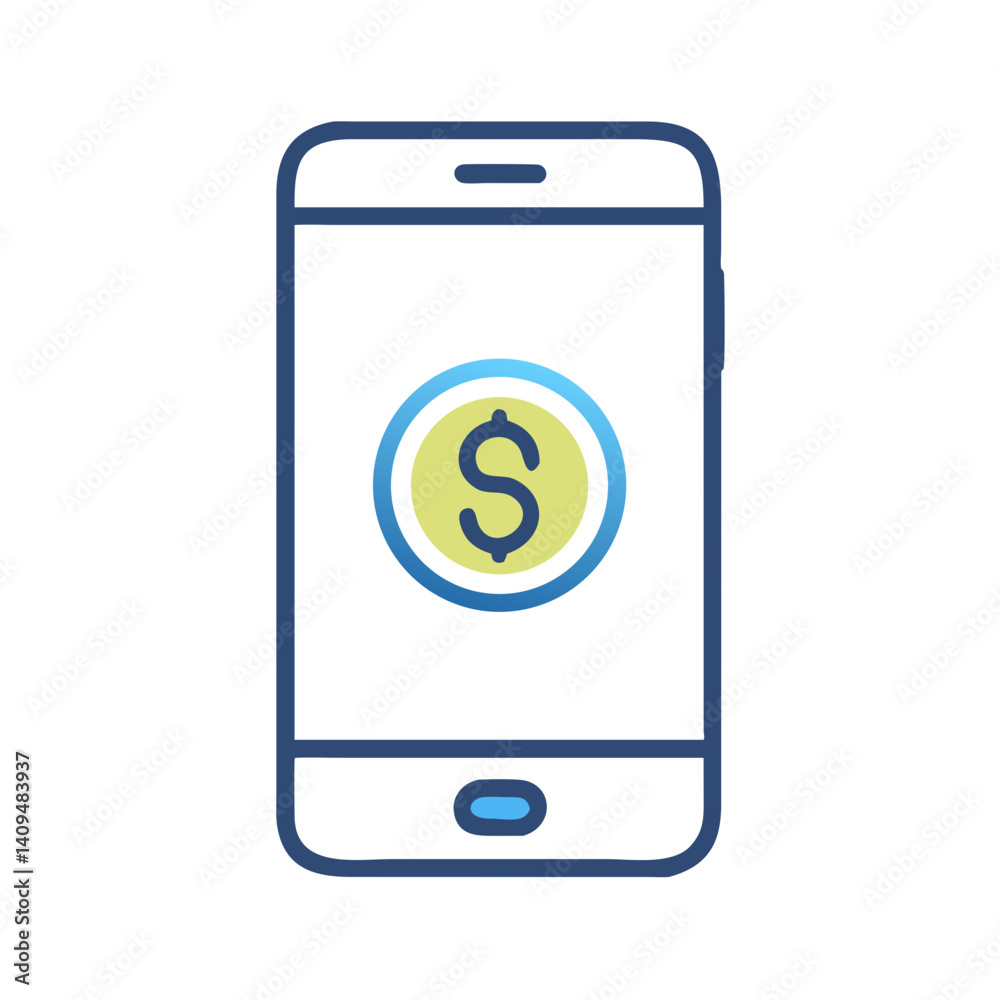 Mobile with Dollar Icon Representing Instant Payment Mobile with Dollar Icon Representing Instant Payment