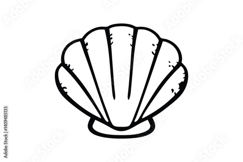 Simple Vector Drawing Of A Sea Shell Isolated On White Background Minimalist Graphic Illustration