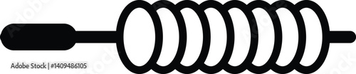 Minimalist spiral kebab skewer icon. black and whait design in trendy style. Editable stroke.
