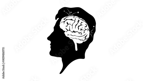 Concussion symbol, black isolated silhouette