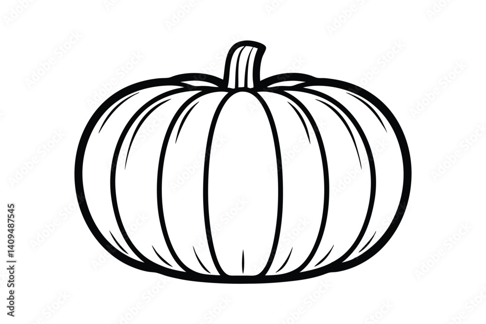 Black And White Pumpkin Outline Design Illustration For Halloween Autumn And Thanksgiving Season Decorations Black And White Pumpkin Outline Design Illustration For Halloween Autumn And Thanksgiving Season Decorations