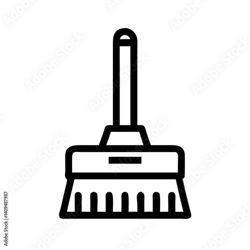 Push Broom Icon Representing Cleaning Equipment