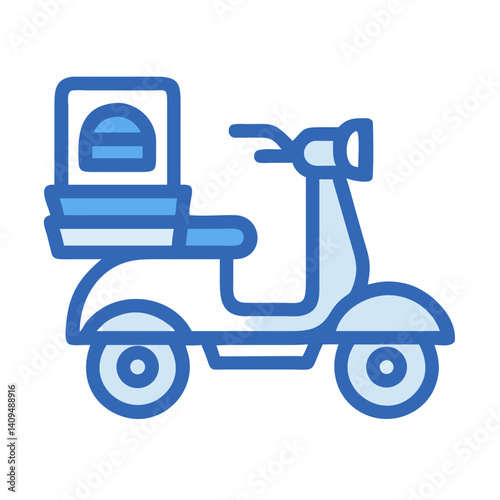 Scooter with Food Box Icon Representing Restaurant Delivery