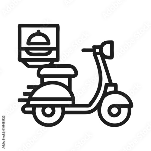 Scooter with Food Box Icon Representing Restaurant Delivery