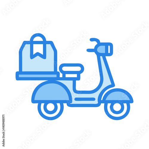Scooter with Food Box Icon Representing Restaurant Delivery