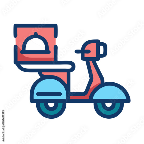 Scooter with Food Box Icon Representing Restaurant Delivery