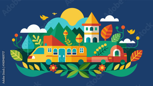 Decorated with vibrant natureinspired art the eVTOLs serve not only as a mode of transportation but also as a reflection of the villages commitment to living in harmony with the. Vector illustration