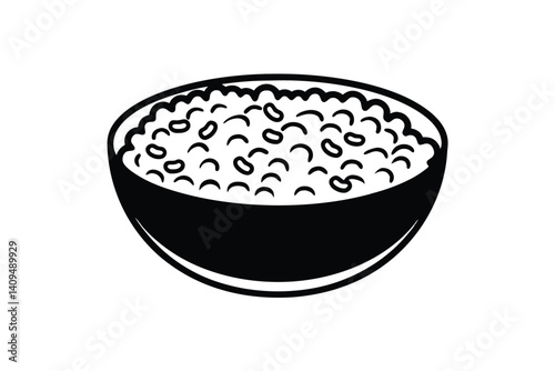 Monochrome Vector Illustration Of A Bowl Of Beans A Simple Food Icon With Clean Lines