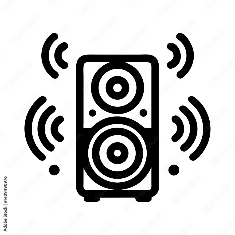 Speaker with Sound Waves Icon Representing Party Music Speaker with Sound Waves Icon Representing Party Music