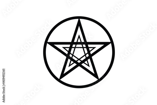 Inverted Pentagram Symbol Inside Circle A Classic Occult Gothic Image For Dark Designs And Rituals Black And White