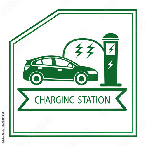 Charging Station Icon Line Art Vector Illustration Design