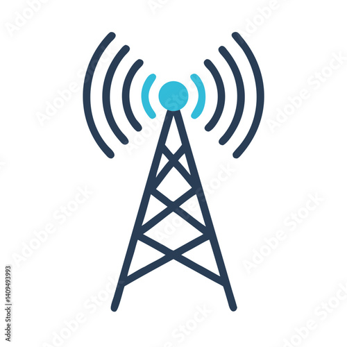 Wireless Tower Icon Representing IoT Signal Transmission