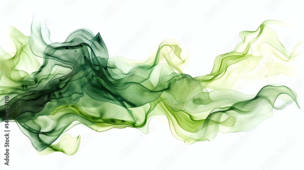 Flowing Green Abstract Watercolor Design with Transparent Layers and Fluid Movement Flowing Green Abstract Watercolor Design with Transparent Layers and Fluid Movement