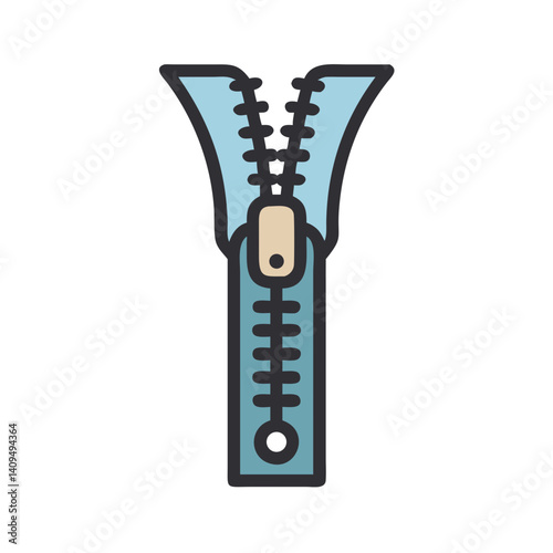 Zipper Icon Representing Garment Fastener Element

