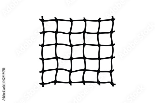 Hand Drawn Knot Net Isolated On White Background Creative Black Grid Design Pattern Simple Geometric Silhouette For Sports