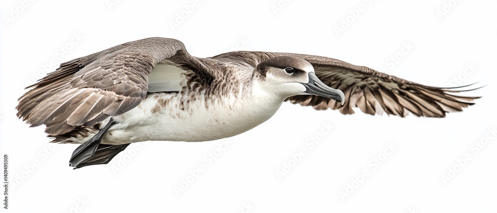 Obraz premium Seabird Flying Isolated on White. Use for animal brochures, bird guides