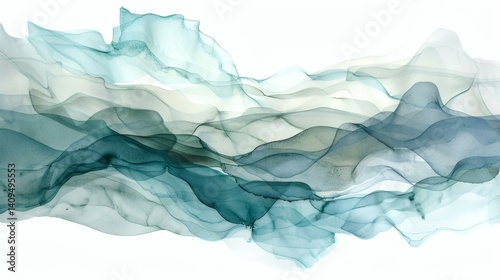Wallpaper Mural Abstract Teal and Blue Watercolor Background with Delicate Flowing Ink Textures for Creative Projects Torontodigital.ca