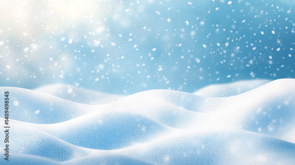 Snowy serenity in a quiet winter scene, where gentle flakes whisper peace Snowy serenity in a quiet winter scene, where gentle flakes whisper peace