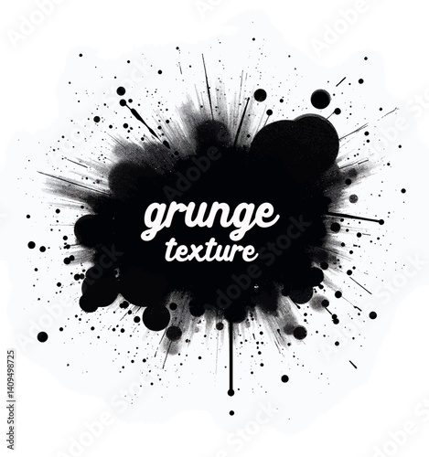 Abstract black grunge splatter on white background