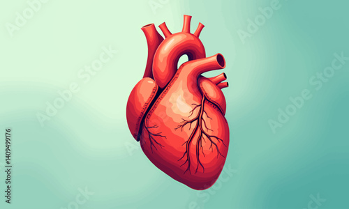 Anatomical heart illustration on light green background